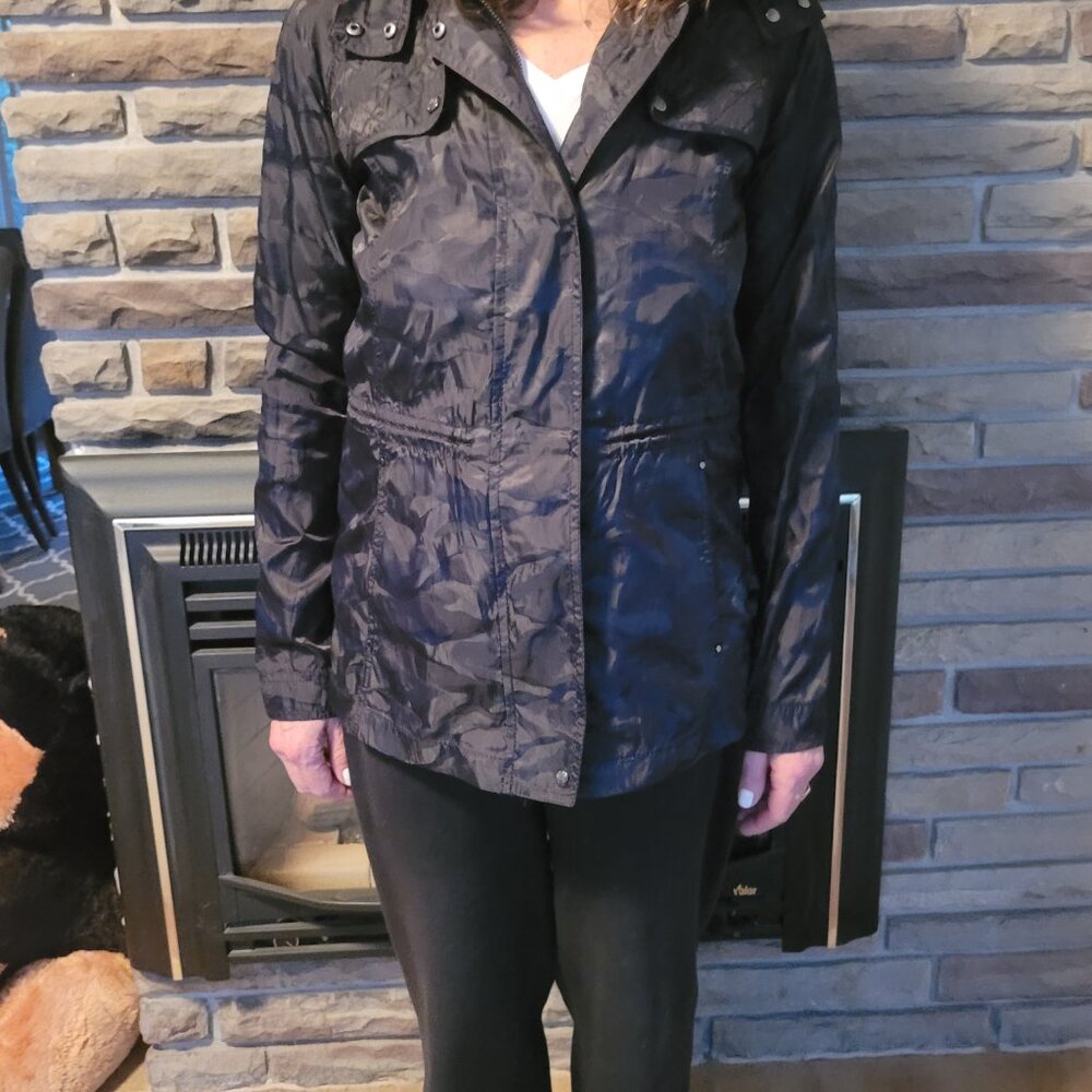 Vince Camuto Womens Black Full Zip Hooded Jacket